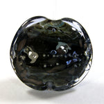 Handmade Lampwork Glass Lentil Focal Bead XL Encased Dark Matter Fine Silver