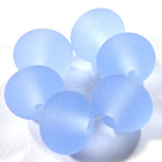 Handmade Lampwork Glass Beads, Pale Blue Etched Matte Frosted 050e