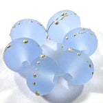 Handmade Lampwork Glass Beads, Pale Blue Silver Etched Matte Frosted 050efs