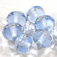 Handmade Lampwork Glass Beads, Pale Blue Silver Shiny Glossy 050gfs