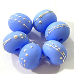 Handmade Lampwork Glass Beads, Periwinkle Blue Silver Etched 220efs