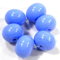 Handmade Lampwork Glass Beads, Periwinkle Blue Shiny Glossy 220g