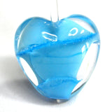 Handmade Lampwork Glass Heart Beads, Creamy Blue Skies