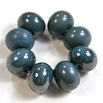 Handmade Lampwork Glass Beads, Dark Turquoise Rustic Metallic Shiny 236g