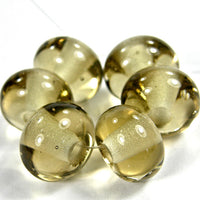 Handmade Lampwork Glass Beads, Transparent Light Brown Glossy 018g