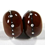 Handmade Lampwork Glass Beads, Light Brown Silver Shiny Glossy 444gfs