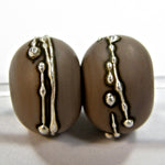Handmade Lampwork Glass Beads, Mudslide Brown Silver Etched 703efs