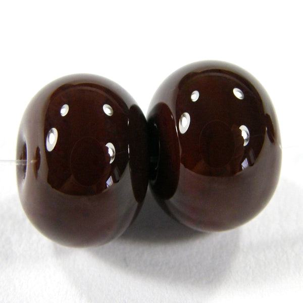 Handmade Lampwork Glass Beads, Dark Red Brown Shiny Glossy 452g