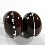 Handmade Lampwork Glass Beads, Dark Red Brown Silver Shiny 452gfs