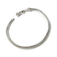 Sterling Silver Snake Chain Charm Bracelet With Threaded End Cap