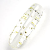 Handmade Lampwork Glass Focal Beads, Clear Silver Shiny Oblong