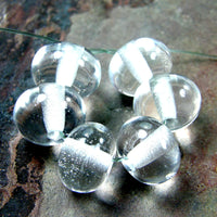 Handmade Lampwork Glass Beads, Clear Transparent Shiny Glossy 004g
