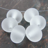 Handmade Lampwork Glass Beads, Clear Etched Frosted 004e