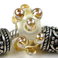 Handmade Large Hole Lampwork Beads, Bracelet Charm Clear Aurae Dots Shiny