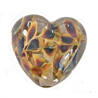 Handmade Lampwork Glass Heart Beads, Clear Raku Shiny