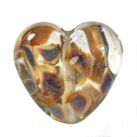 Handmade Lampwork Glass Heart Beads, Clear Raku Shiny