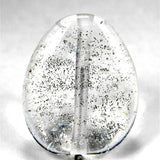 Handmade Lampwork Glass Focal Bead, Clear Silver Dichroic Shiny