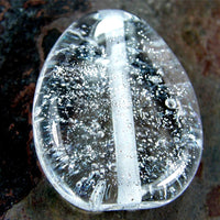 Handmade Lampwork Glass Focal Bead, Clear Silver Dichroic Shiny