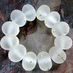 Handmade Lampwork Glass Beads, Clear Fine Silver Etched Frosted 004efs
