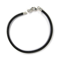 Black Leather Cord Bracelet With Sterling Silver Threaded End Cap