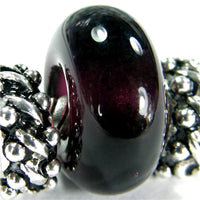Handmade Large Hole Lampwork Beads, Euro Style Charm, Dark Amethyst Purple