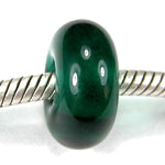 Handmade Large Hole Lampwork Beads, Euro Style Charms Dark Teal Green Shiny