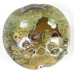 Handmade Lampwork Glass Focal Bead, Rustic Ivory Fine Silver Wrapped Shiny