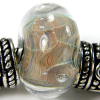 Handmade Large Hole Lampwork Beads, Glass European Beads, Encased Pandora Earthy