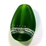 Handmade Lampwork Glass Focal Beads, Dark Grass Green Snakeskin Silver Shiny