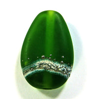Handmade Lampwork Glass Focal Beads, Dark Grass Green Snakeskin Silver Shiny