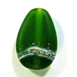 Handmade Lampwork Glass Focal Beads, Dark Grass Green Snakeskin Silver Shiny