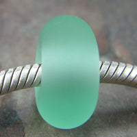 Handmade Large Hole Lampwork Beads, Glass Bracelet Bead Pale Emerald Green