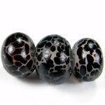 Lampwork Glass Bead Set, Handmade Lampwork Beads, Clear Black Frit Etched
