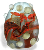 Handmade Lampwork Glass Focal Bead, Gray Silvered Coral Orange Ivory
