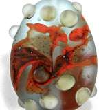 Handmade Lampwork Glass Focal Bead, Gray Silvered Coral Orange Ivory