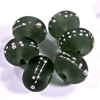 Handmade Lampwork Glass Beads, Dark Steel Gray Shiny Glossy 088g
