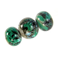 Handmade Lampwork Glass Beads, Petroleum Green Black Gray Webs Set