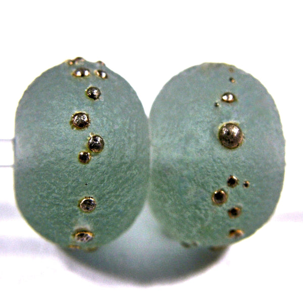 Handmade Lampwork Glass Beads, Light Steel Gray Silver Etched 084efs