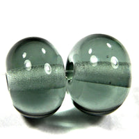 Handmade Lampwork Glass Beads, Light Steel Gray Shiny Glossy 084g