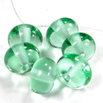 Handmade Lampwork Glass Beads, Pale Emerald Green Shiny Glossy 031g