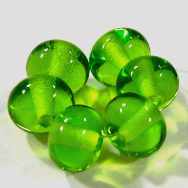 Handmade Lampwork Glass Beads, Dark Grass Green Shiny 024g