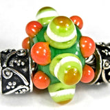 Handmade Large Hole Lampwork Beads, Euro Style Charm, Grass Green Lime Orange