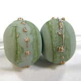 Handmade Lampwork Glass Beads, Moss Green Silver Etched Matte 853efs