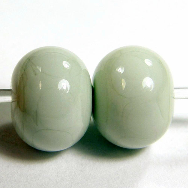 Handmade Lampwork Glass Beads, Pale Olive Green Shiny Glossy 1448g