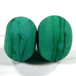 Handmade Lampwork Glass Beads, Petroleum Green Etched Matte 218e