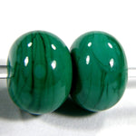 Handmade Lampwork Glass Beads, Petroleum Green Shiny Glossy 218g