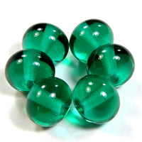 Handmade Lampwork Glass Beads, Light Teal Green Shiny Glossy 026g