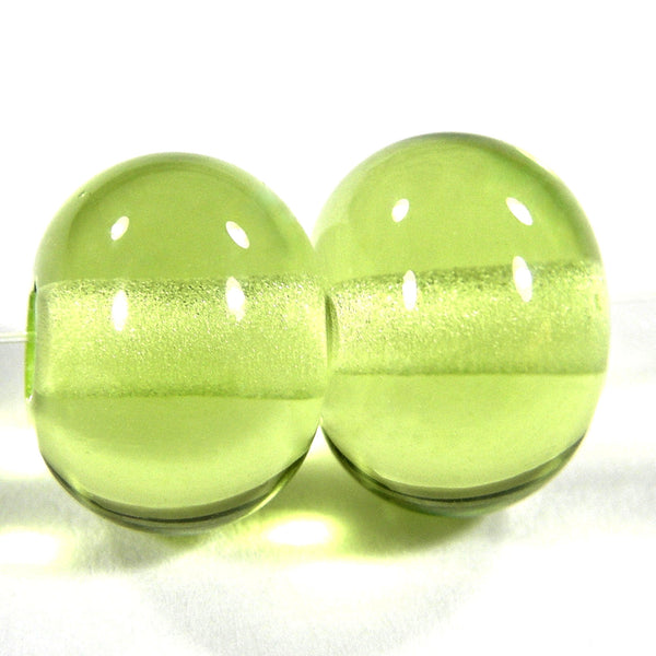 Handmade Lampwork Glass Beads, Yellow Green Shiny Glossy 071g