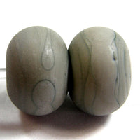 Handmade Lampwork Glass Beads, Grigio Verde Gray Green Etched Matte 855e