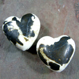 Handmade Lampwork Glass Heart Beads, Rustic Ivory and Copper